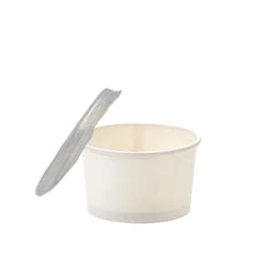 White Ice Cream Tub 90ml with Clear Ice Cream Lid - Pack of 50