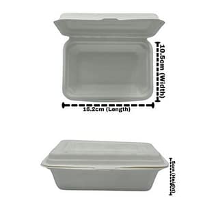 Sugarcane Eco Clamshell Containers 450ml - 50 Pack