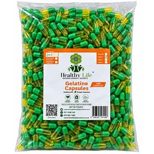 Healthy Life-TRANSLUCENT Yellow and Green Empty GELATINE Size 0 1000 Pack