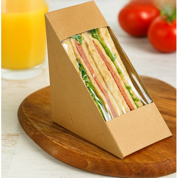Kraft PLA Window Sandwich Wedges - 4 Slice, 12 x 7.5cm - 50 Pack - Image 4