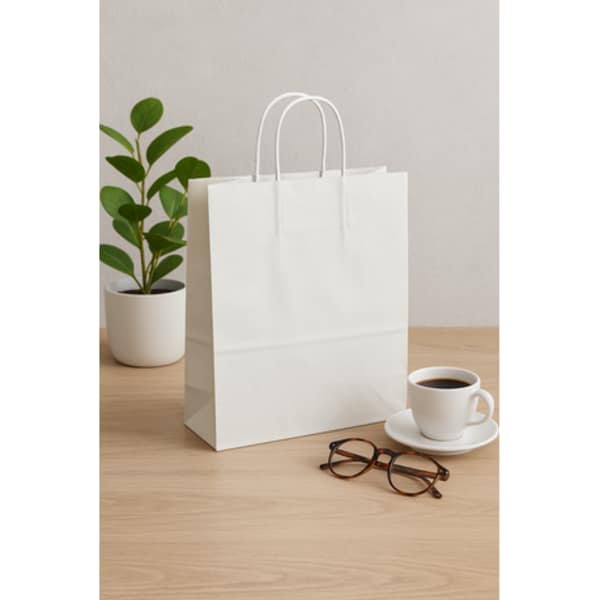 Reusable White Bag with Twist Handles - 115gsm Gusseted - 50 Pack