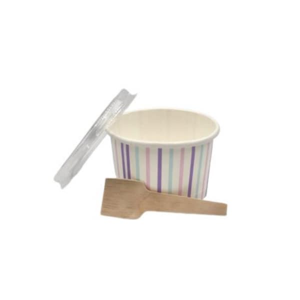 Ice Cream Tub Multi-Colour 120ml/7cm Ice Cream Scoop With Flat Lid- 25 pack