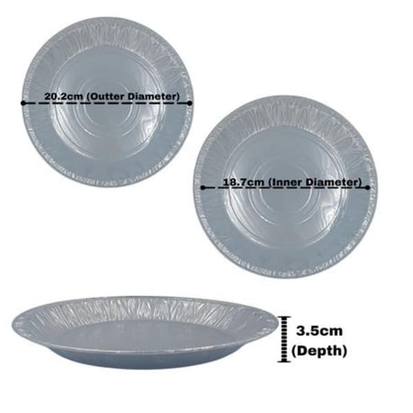 Foil Medium Pie and Tart Tray - 20.2cm Disposable Baking (50 Pack) - Image 3