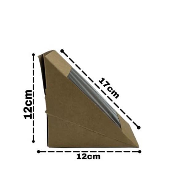 Kraft PLA Window Sandwich Wedges - 4 Slice, 12 x 7.5cm - 50 Pack